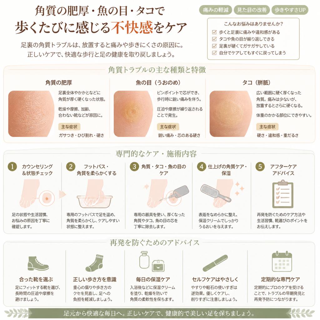 足のトラブルと角質ケア