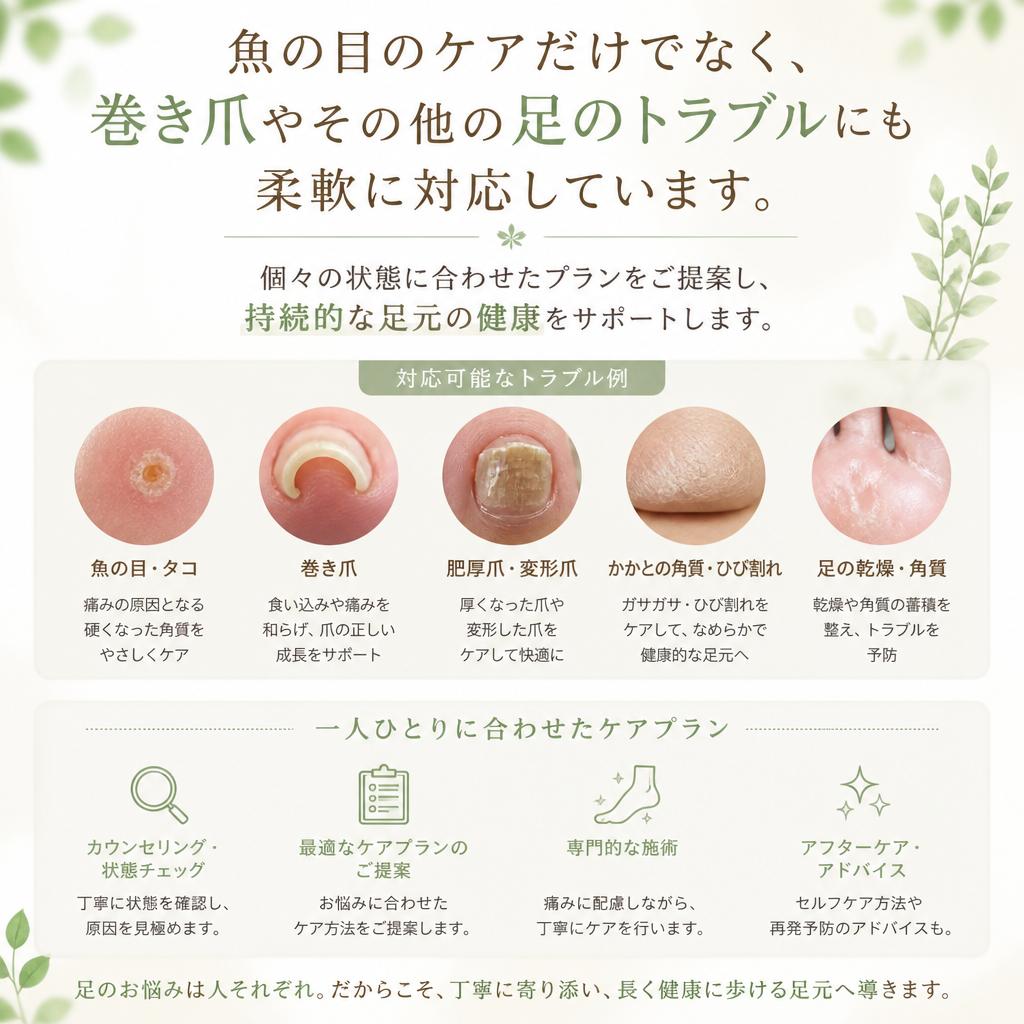 豊富なフットケアメニュー